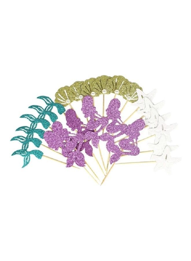 NIBEMINENT 24-Piece Mermaid Princess Party Decorate Cupcakes Inserted Cards - Image 1