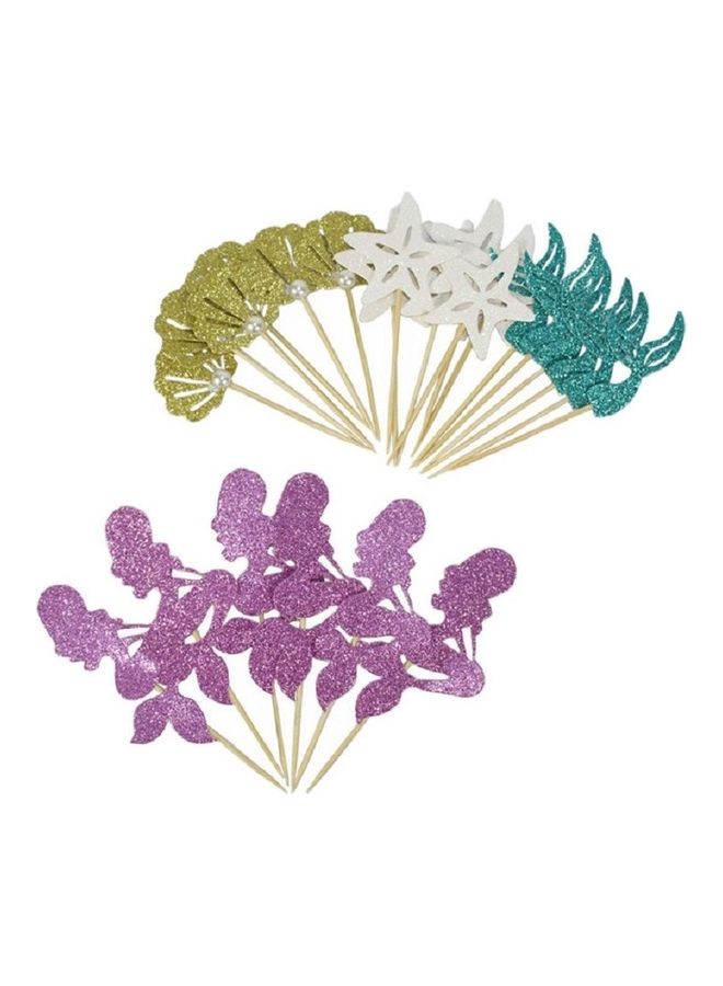 NIBEMINENT 24-Piece Mermaid Princess Party Decorate Cupcakes Inserted Cards - Image 4