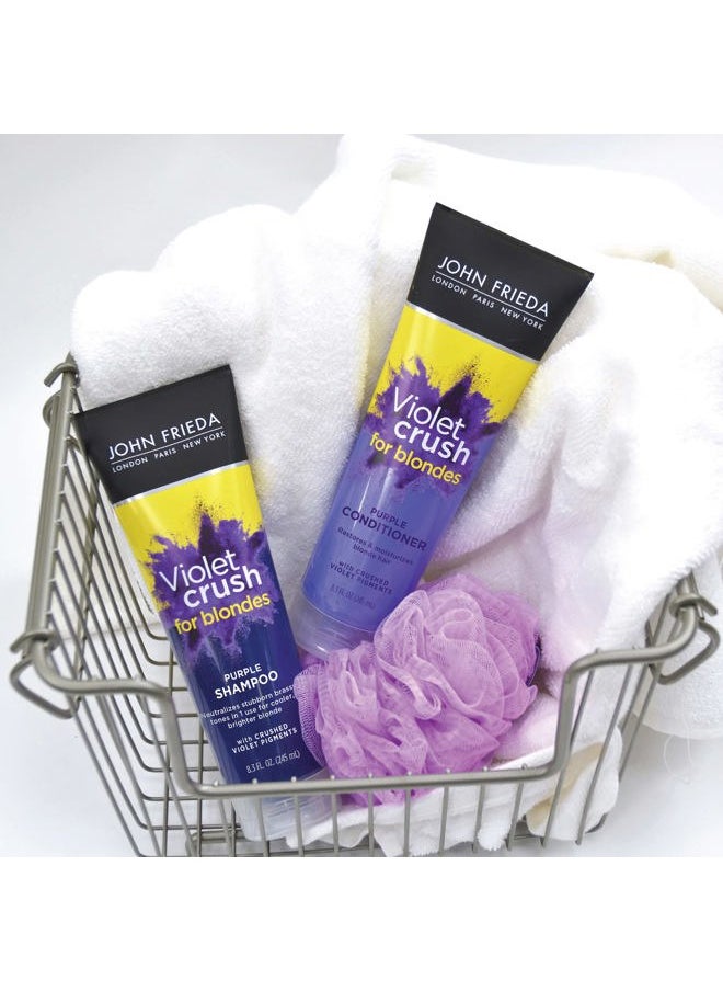 John Frieda - Violet Crush Purple Shampoo and Conditioner Set - Blonde Toner Neutralizing Yellow Tones for Bleached and Platinum Hair, Enhancing Blonde Tones, 8.3 oz (2 Pack) - Image 1