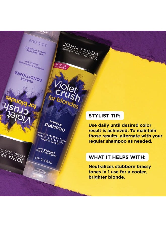 John Frieda - Violet Crush Purple Shampoo and Conditioner Set - Blonde Toner Neutralizing Yellow Tones for Bleached and Platinum Hair, Enhancing Blonde Tones, 8.3 oz (2 Pack) - Image 1