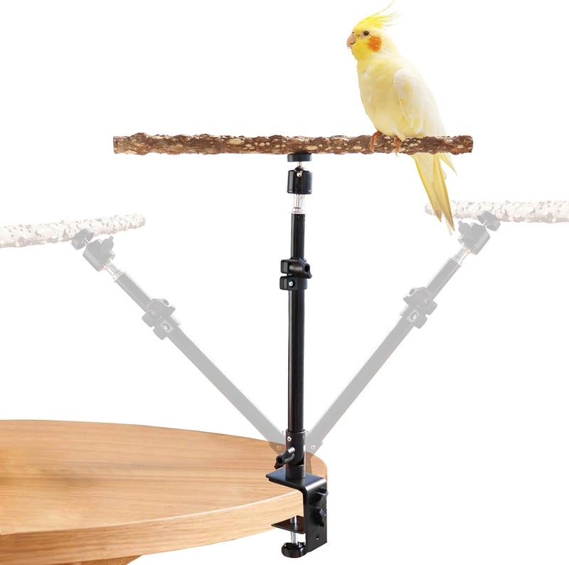 Neeenn 16-24 Inch Height Adjustable Bird Perch Stand, Natural Pepper Wood Parrot Perch Toy, Bird Training Perch Stand, Indoor and Outdoor Bird Stands for Small to Medium Bird - Image 1