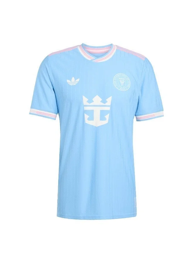 اديداس قميص رجالي أزرق قصير الأكمام