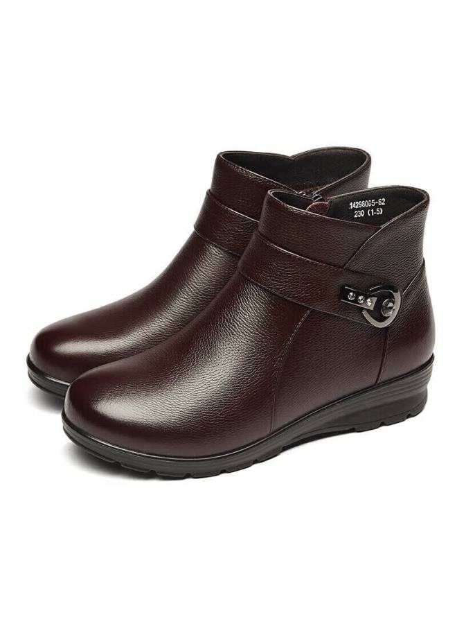 Connell Connie Women's Casual Versatile Low Ankle Cotton Boots Warm Comfortable Brown Size 38 - Image 5
