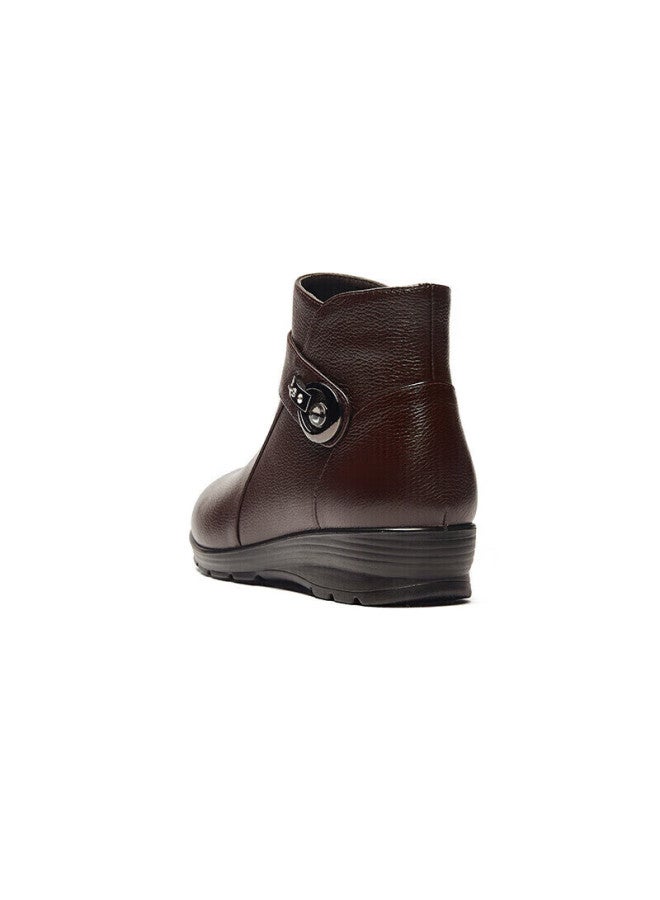 Connell Connie Women's Casual Versatile Low Ankle Cotton Boots Warm Comfortable Brown Size 38 - Image 3