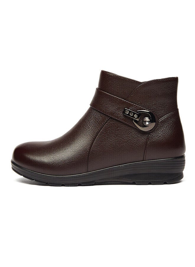 Connell Connie Women's Casual Versatile Low Ankle Cotton Boots Warm Comfortable Brown Size 38 - Image 2