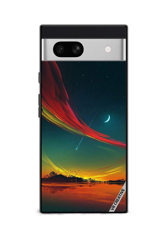 VR CREATIVE Protective Case Cover For Google Pixel 7a The Moon And The Stars Design Multicolour - Image 1