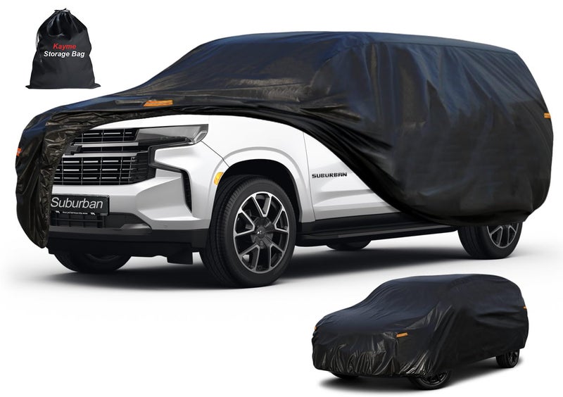 Kayme 7 Layers SUV Car Cover Custom Fit for Chevrolet Chevy Suburban 19732025 Waterproof All Weather for Automobiles Outdoor Full Cover Rain Sun UV Protection