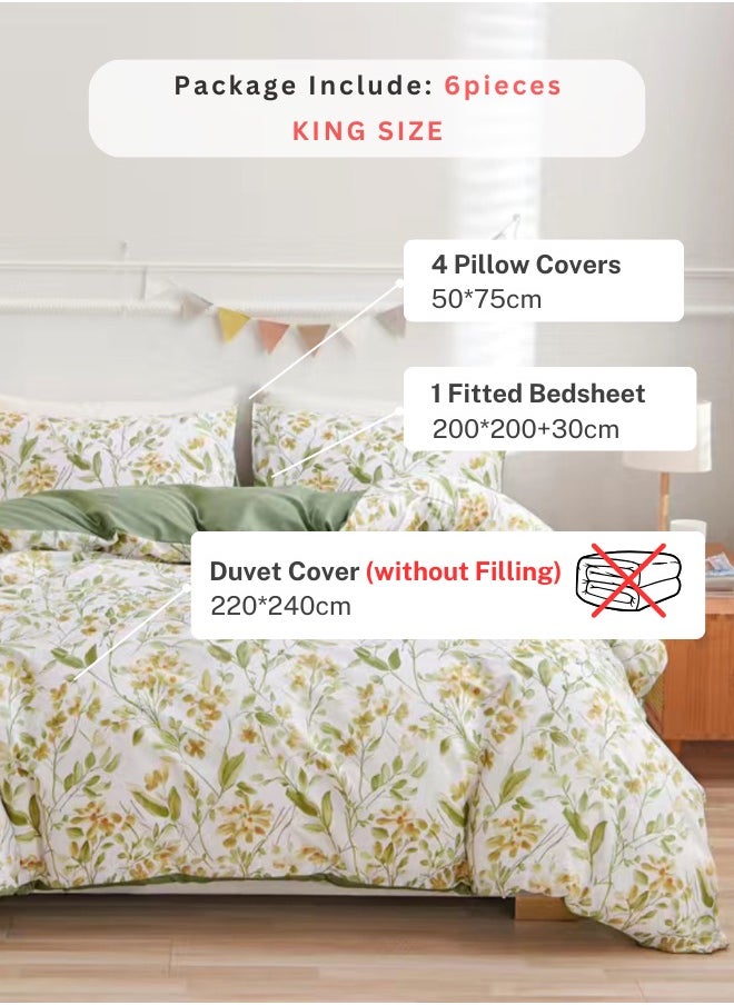 LUNA Home King size 6 piece bedding set brown floral print super soft quality.  - Image 2