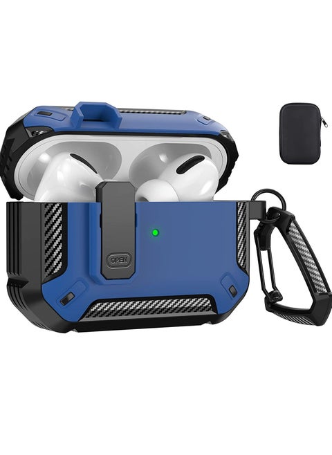 for AirPods Pro 2nd Generation Case Cover 2022, AirPods Pro 2 Protective Case with Lock Gen 2 Military Hard Rugged Shockproof Cover with Keychain Compatible with Apple Airpods Pro 2, Blue
