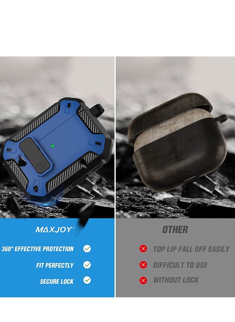 Generic - for AirPods Pro 2nd Generation Case Cover 2022, AirPods Pro 2 Protective Case with Lock Gen 2 Military Hard Rugged Shockproof Cover with Keychain Compatible with Apple Airpods Pro 2, Blue - Image 1