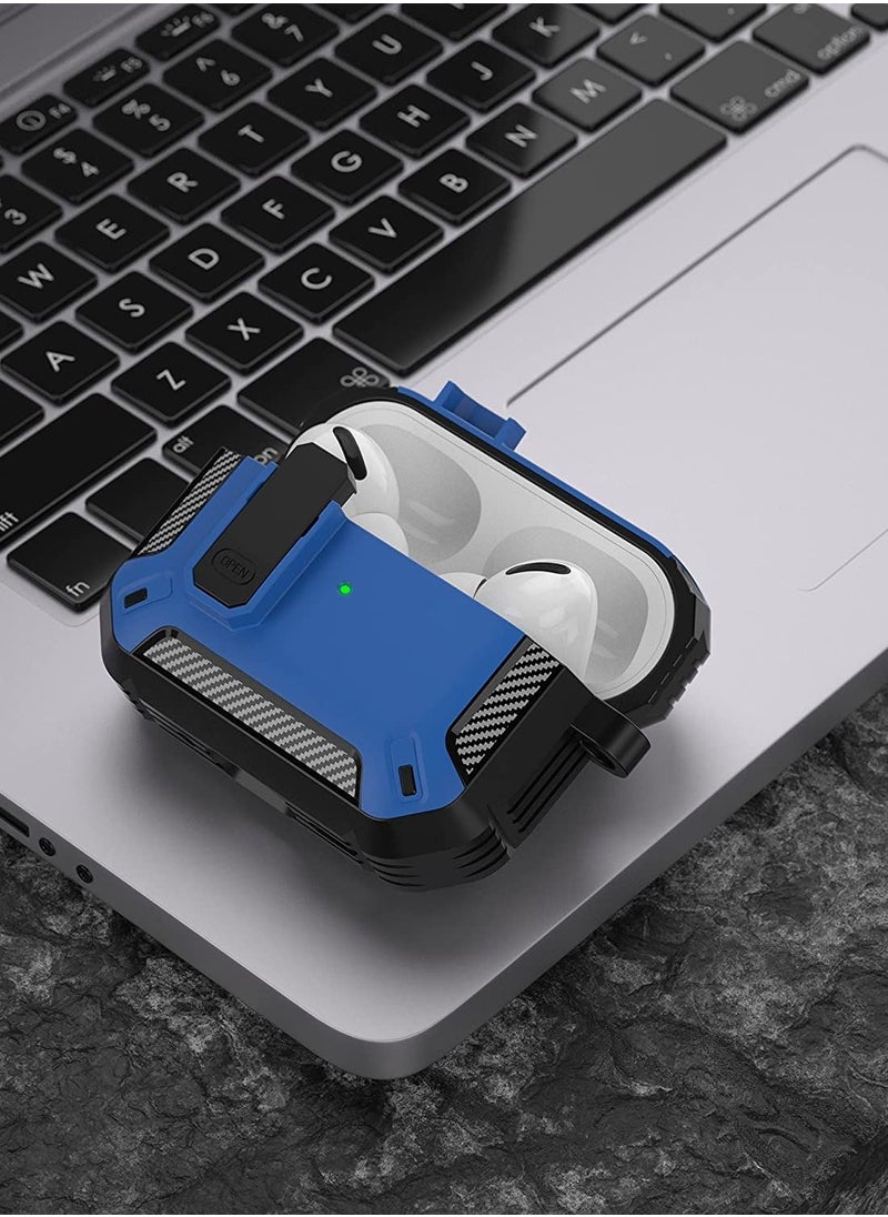Generic - for AirPods Pro 2nd Generation Case Cover 2022, AirPods Pro 2 Protective Case with Lock Gen 2 Military Hard Rugged Shockproof Cover with Keychain Compatible with Apple Airpods Pro 2, Blue - Image 1