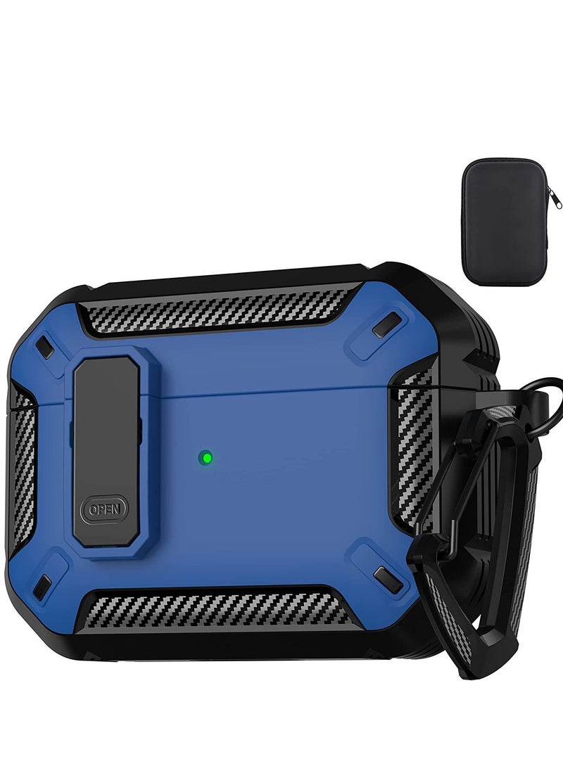 Generic - for AirPods Pro 2nd Generation Case Cover 2022, AirPods Pro 2 Protective Case with Lock Gen 2 Military Hard Rugged Shockproof Cover with Keychain Compatible with Apple Airpods Pro 2, Blue - Image 1