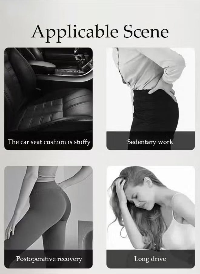 عربست وسادة مقعد جل للجلوس الطويل مع غطاء قماش أسود غير قابل للانزلاق، وسادة مقعد سيارة قابلة للتنفس، للظهر، عرق النسا، وسادة لتخفيف آلام عظم الذنب للسيارة، كرسي المكتب، الكرسي المتحرك، كرسي المكتب - Image 2