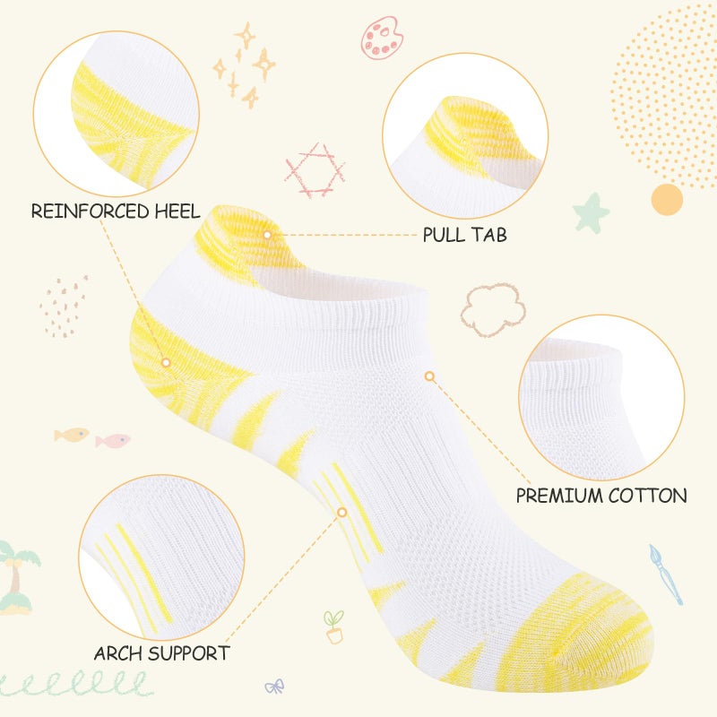 Comfoex Girls Socks 12 Pairs Ankle Breathable Athletic Mesh Cotton Sports Socks For Little Big Kids 4-6 6-8 8-10 Years Old - Image 5
