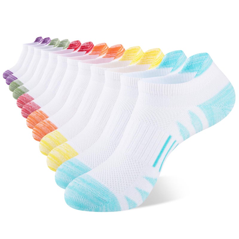 Comfoex Girls Socks 12 Pairs Ankle Breathable Athletic Mesh Cotton Sports Socks For Little Big Kids 4-6 6-8 8-10 Years Old - Image 1