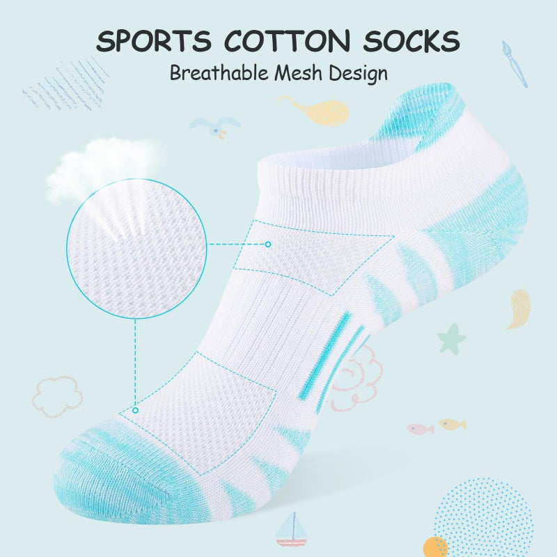 Comfoex Girls Socks 12 Pairs Ankle Breathable Athletic Mesh Cotton Sports Socks For Little Big Kids 4-6 6-8 8-10 Years Old - Image 4