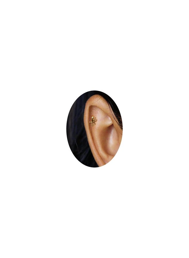 NONTAI أقراط نونتاي 16G صغيرة على شكل أخطبوط بدون خيط، ذات ظهر مسطح، مجوهرات ثقب الغضروف، التراغوس، الحلزون، الصدفة - Image 1