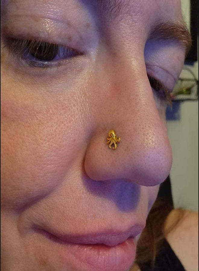 NONTAI أقراط نونتاي 16G صغيرة على شكل أخطبوط بدون خيط، ذات ظهر مسطح، مجوهرات ثقب الغضروف، التراغوس، الحلزون، الصدفة - Image 3