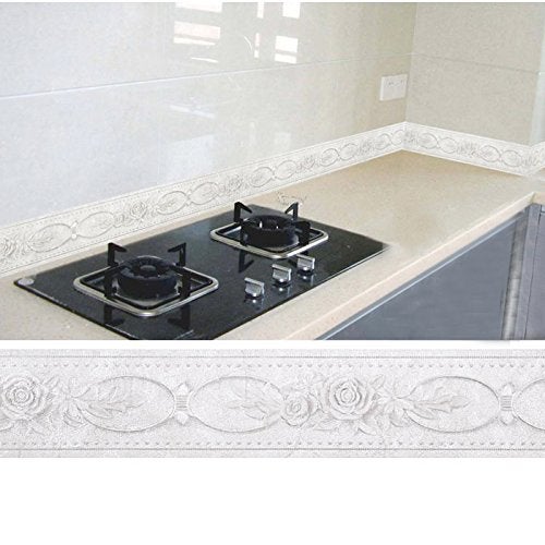 La La Pet Creation Core 4.2x196.8 Waterproof Wallpaper Border 3D Pattern Wall Decor Removable Self Adhesive Kitchen Bathroom Tiles Sticker, Rose White - Image 2