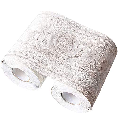 La La Pet Creation Core 4.2x196.8 Waterproof Wallpaper Border 3D Pattern Wall Decor Removable Self Adhesive Kitchen Bathroom Tiles Sticker, Rose White - Image 1