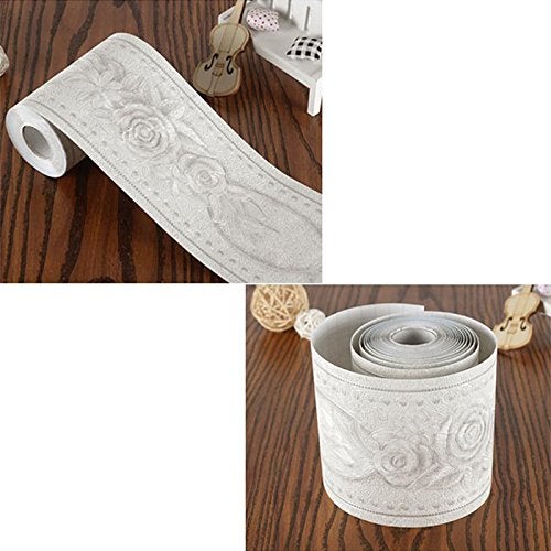 La La Pet Creation Core 4.2x196.8 Waterproof Wallpaper Border 3D Pattern Wall Decor Removable Self Adhesive Kitchen Bathroom Tiles Sticker, Rose White - Image 4