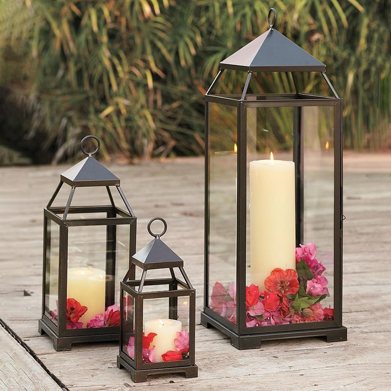 NEEDOMO Lanterns Decorative Outdoor&Indoor, Set of 3 Outdoor Lanterns for Porch, Vintage Candle Lantern Decor for Living Room, Fireplace, Fall, Christmas, Garden, Wedding, Yard, Bronze - Image 5