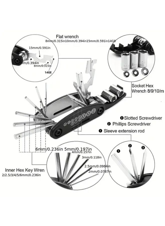 Durable Black Motorcycle Tool Set Multi Function Portable Folding Repair Kit - Image 5