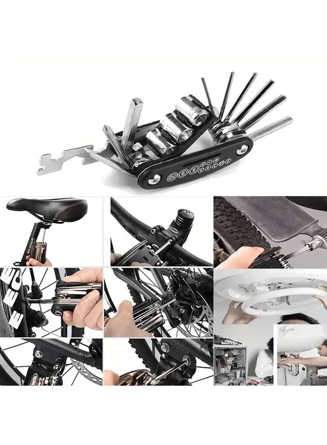 Durable Black Motorcycle Tool Set Multi Function Portable Folding Repair Kit - Image 4