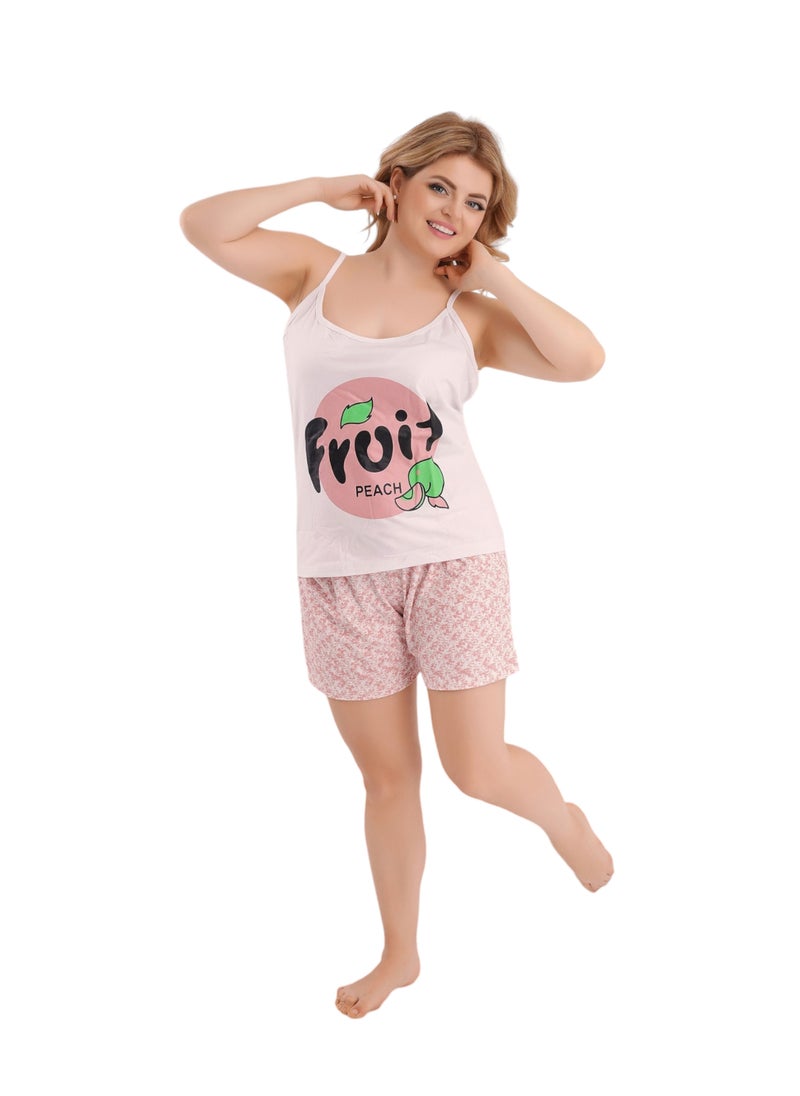 Generic - Summer pajama set - pajamas for women - 2-piece set of cat top and shorts - patterned with different designs and specially designed to provide comfort and refreshment during sleep - Image 1