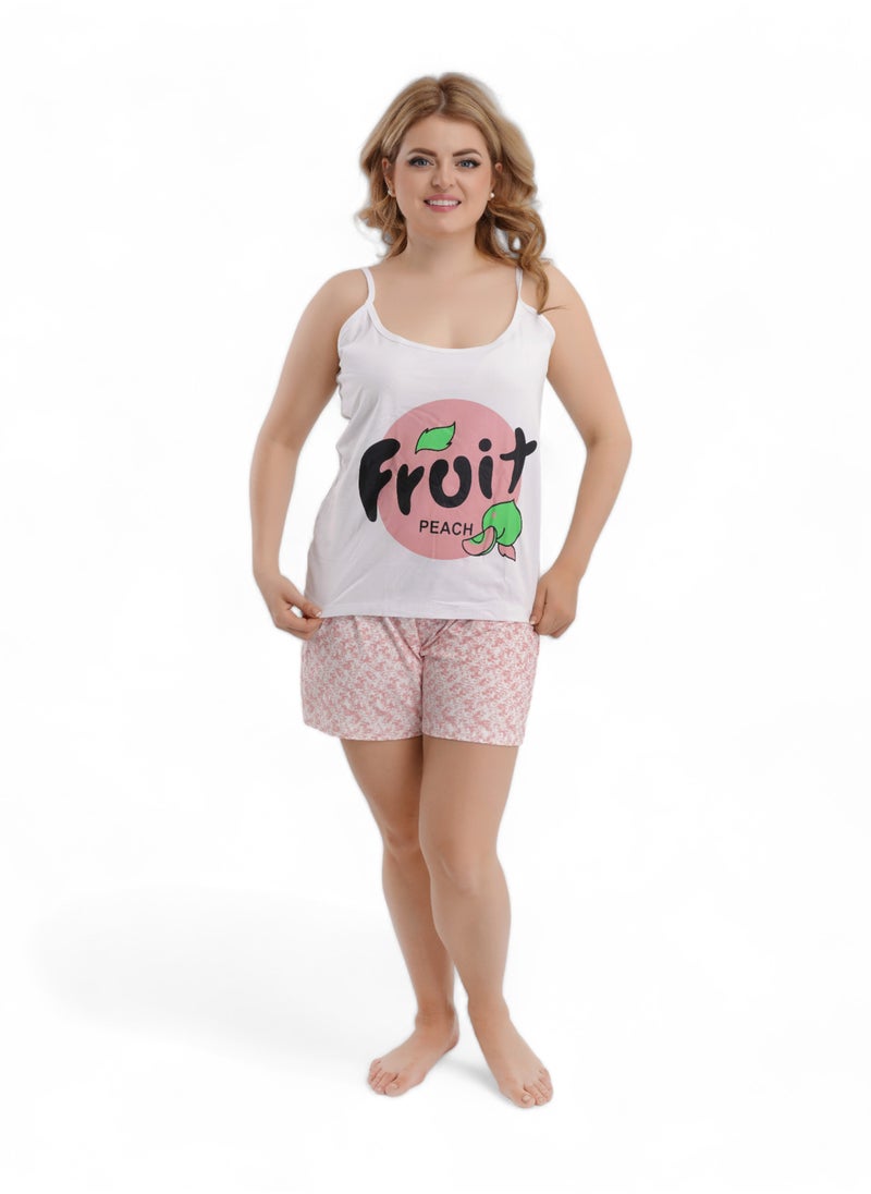 Generic - Summer pajama set - pajamas for women - 2-piece set of cat top and shorts - patterned with different designs and specially designed to provide comfort and refreshment during sleep - Image 1