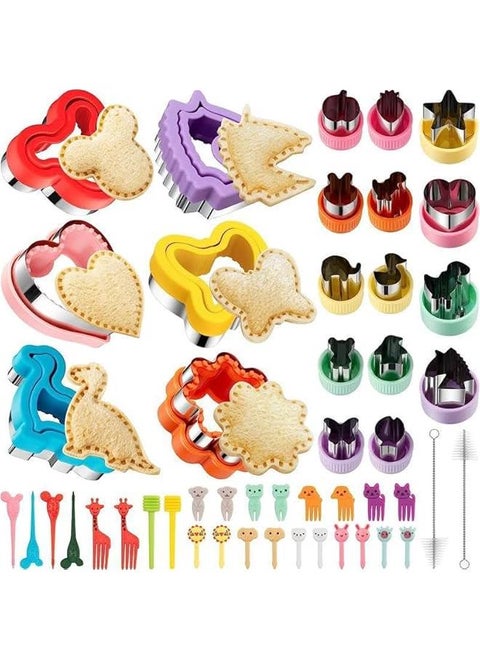 48 PCS Sandwich Cutter and Sealer Set Heart Cookie Cutters Fruit Vegetable Cutter Bread Decruster Pancake Maker Different Shape DIY Mold for Boys Girls.
