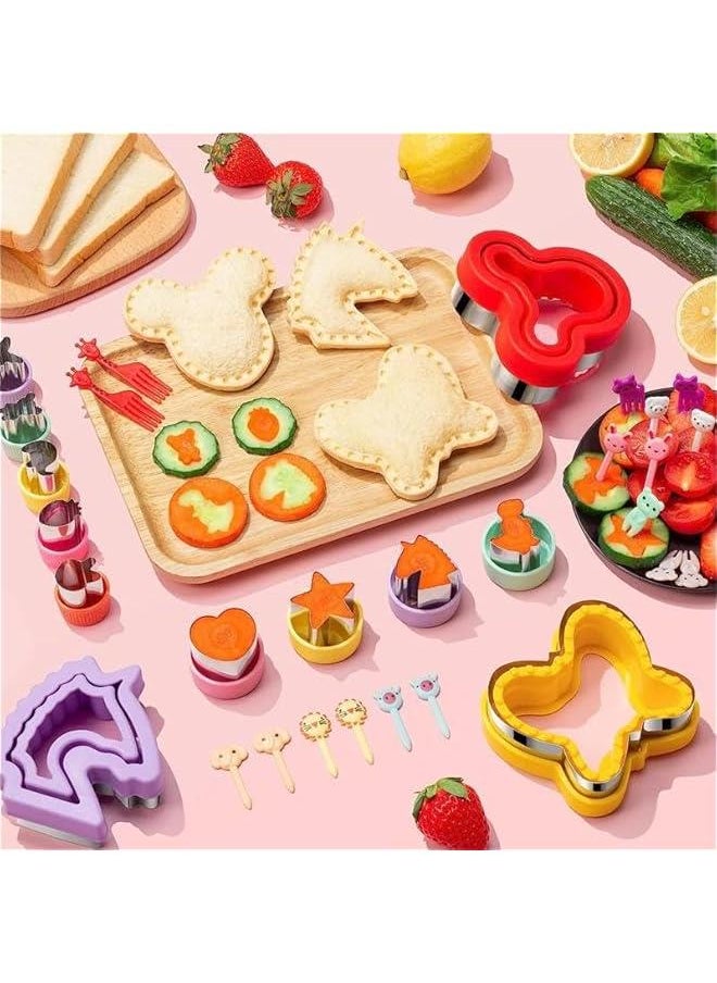 RYNX - 48 PCS Sandwich Cutter and Sealer Set Heart Cookie Cutters Fruit Vegetable Cutter Bread Decruster Pancake Maker Different Shape DIY Mold for Boys Girls. - Image 1