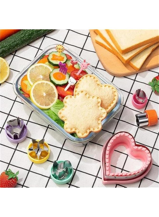 RYNX - 48 PCS Sandwich Cutter and Sealer Set Heart Cookie Cutters Fruit Vegetable Cutter Bread Decruster Pancake Maker Different Shape DIY Mold for Boys Girls. - Image 1