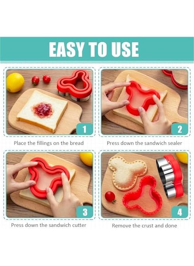 RYNX - 48 PCS Sandwich Cutter and Sealer Set Heart Cookie Cutters Fruit Vegetable Cutter Bread Decruster Pancake Maker Different Shape DIY Mold for Boys Girls. - Image 1