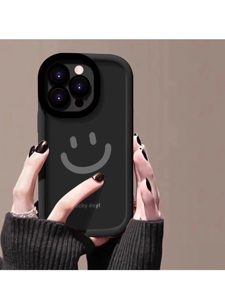 NIBEMINENT Lucky Smiley Protective TPU Case Cover For iPhone 15 Pro Max, Black