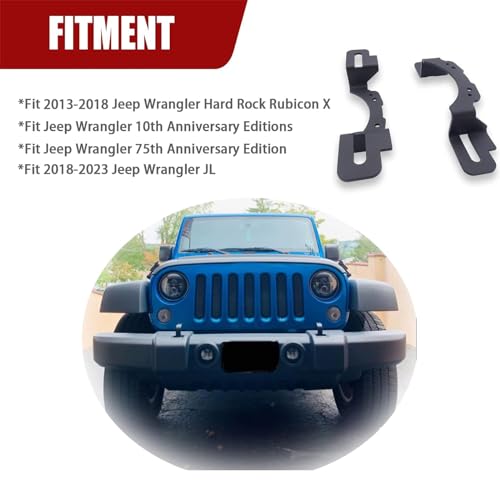 Wsays XJMOTO 4 inch LED Fog Light Front Bumper Mounting Brackets Compatible with Wrangler Hard Rock Rubicon X,10th Anniversary Editions,75th Anniversary Edition 2013-2018, Fit Wrangler JL 2018-2024 - Image 3