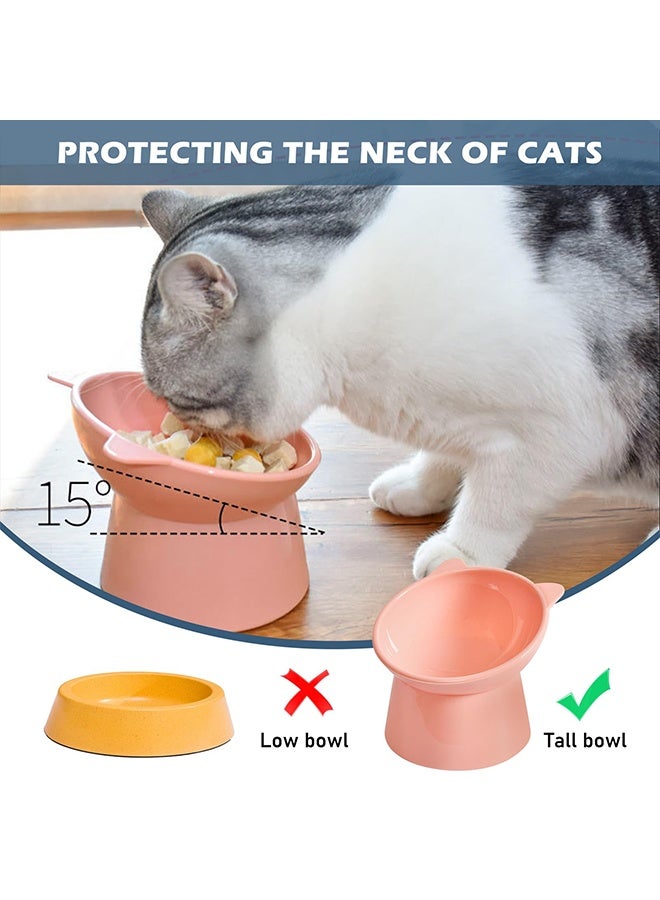 RESONIX Elevated Tilted Cat Food Bowl with Scoop – Anti-Vomiting Whisker-Friendly Shallow Cat Bowl, High-Leg Design for Comfortable Eating, Easy Clean (Pink) - Image 4