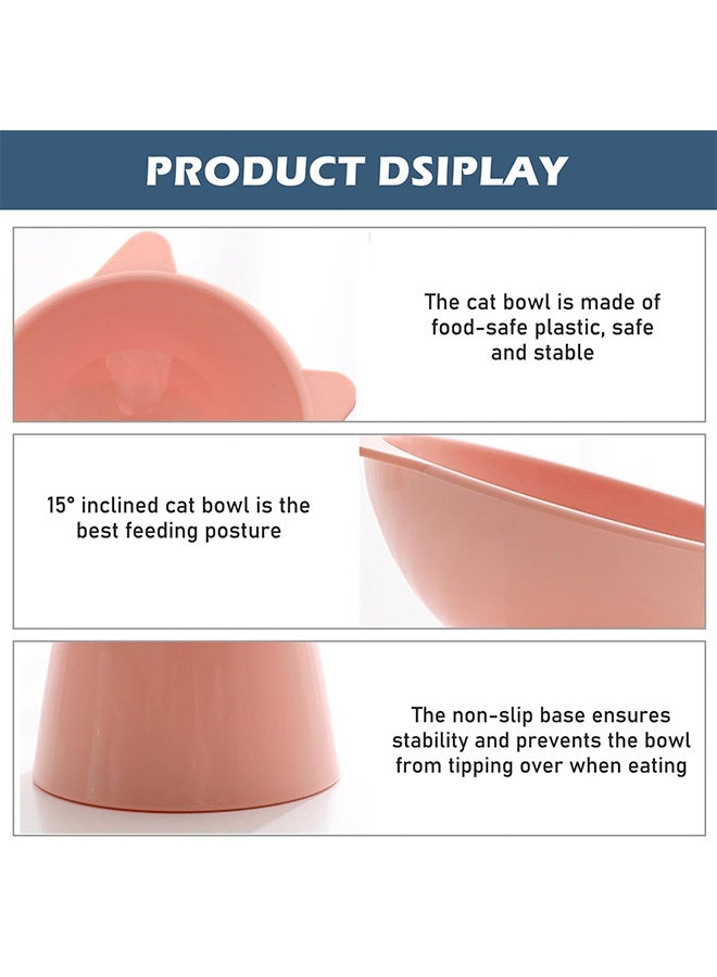 RESONIX Elevated Tilted Cat Food Bowl with Scoop – Anti-Vomiting Whisker-Friendly Shallow Cat Bowl, High-Leg Design for Comfortable Eating, Easy Clean (Pink) - Image 3