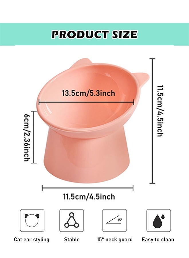 RESONIX Elevated Tilted Cat Food Bowl with Scoop – Anti-Vomiting Whisker-Friendly Shallow Cat Bowl, High-Leg Design for Comfortable Eating, Easy Clean (Pink) - Image 2