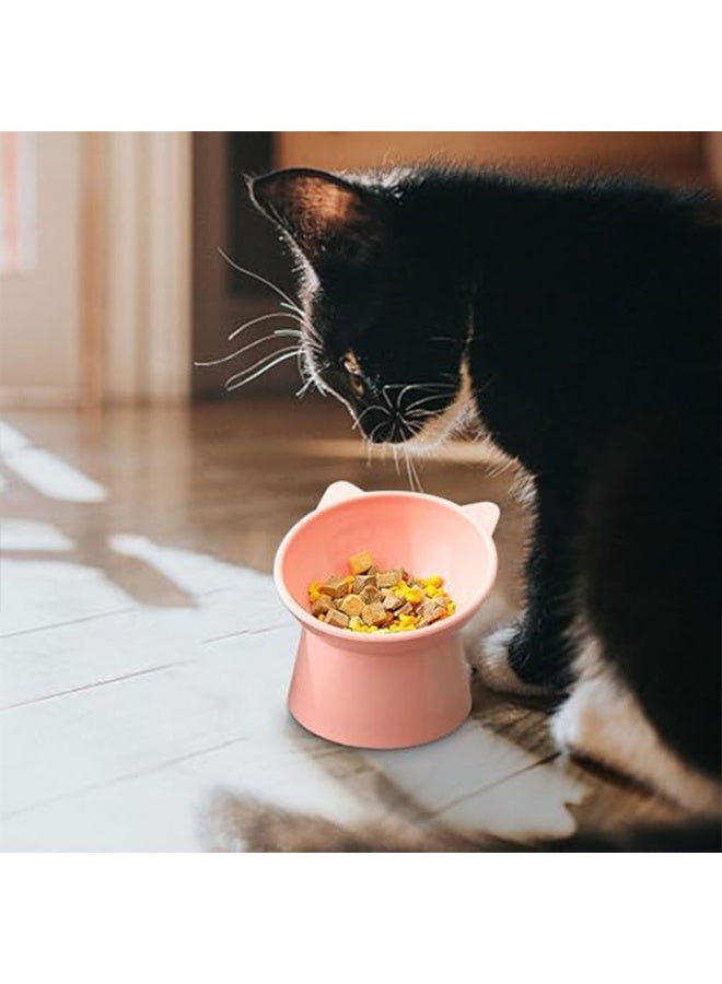 RESONIX Elevated Tilted Cat Food Bowl with Scoop – Anti-Vomiting Whisker-Friendly Shallow Cat Bowl, High-Leg Design for Comfortable Eating, Easy Clean (Pink) - Image 5