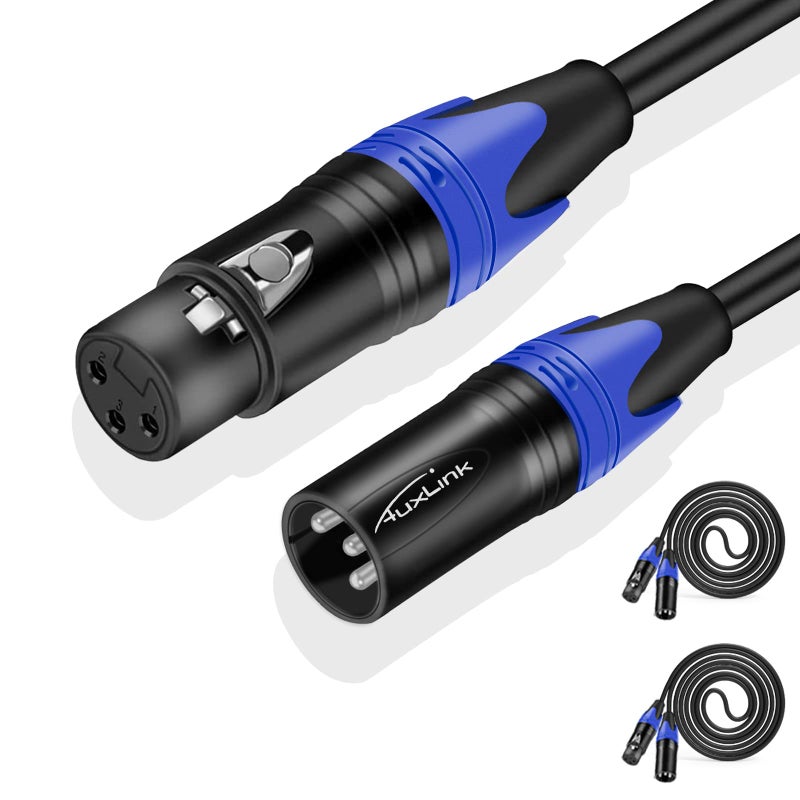 AuxLink 25ft XLR Cable 2 Pack - Balanced Speaker & Microphone Cable for Microphones, Speakers, Radio Stations - Image 1