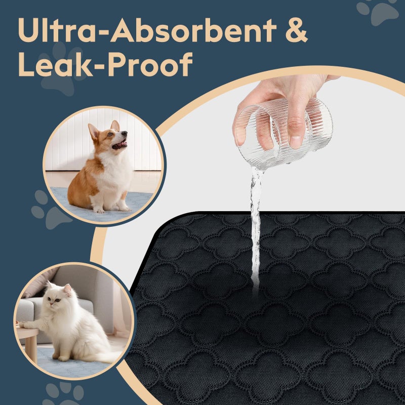 FunFurry Washable Pee Pads for Dogs - 4 Pack Reusable Pee Padsï¼ŒWaterproof Puppy Padsï¼ŒPet Training Padsï¼ŒSuper Absorbent with Dog Paw Shape Non-Slip Backing (Dark Grey, 18" X 24" - 4 Pack) - Image 3