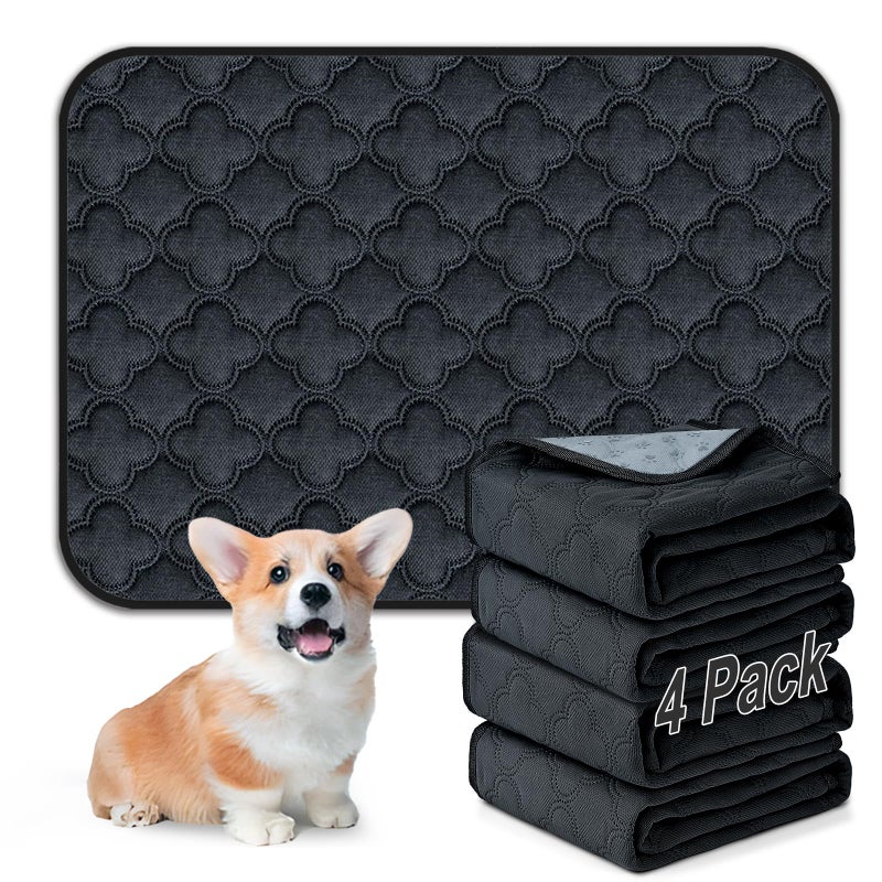 FunFurry Washable Pee Pads for Dogs - 4 Pack Reusable Pee Padsï¼ŒWaterproof Puppy Padsï¼ŒPet Training Padsï¼ŒSuper Absorbent with Dog Paw Shape Non-Slip Backing (Dark Grey, 18" X 24" - 4 Pack) - Image 1