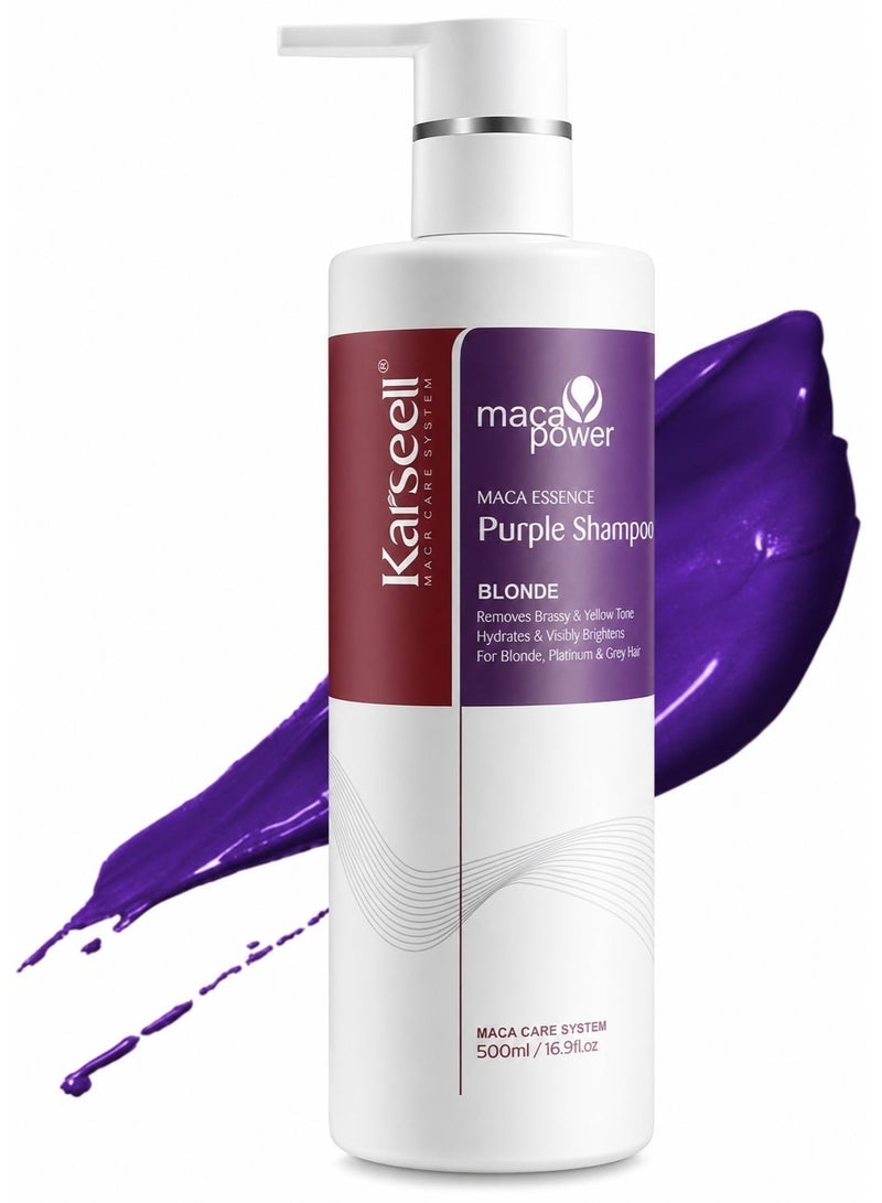 Karseell Maca Power Purple Hair Mask 500ml & Maca Power Purple Shampoo – Maca Essence Blonde Care 500ml Bundle - Image 3