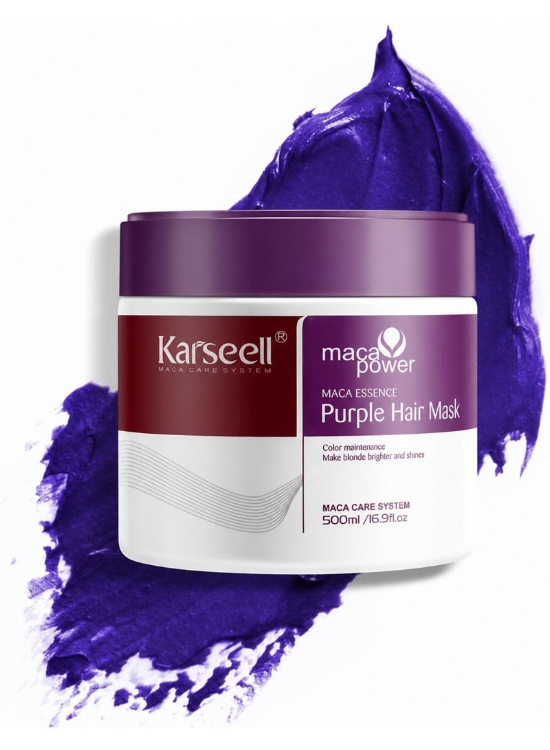 Karseell Maca Power Purple Hair Mask 500ml & Maca Power Purple Shampoo – Maca Essence Blonde Care 500ml Bundle - Image 2