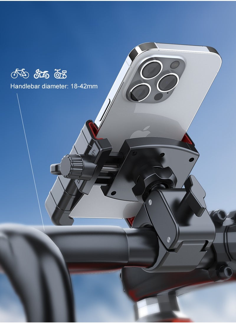 Generic Cycling Phone Mount, Bicycle/Motorcycle Phone Holder, 360° Adjustment, Half-frame Style Does Not Affect Photography, 4.5-7 Inch, Black and Red  - Image 4