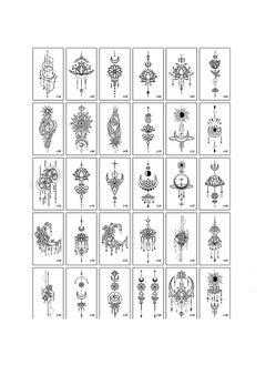 ORiTi 30 Sheets Tattoo Stickers, Line Drawing Flowers And Moon Art Series Pattern, 