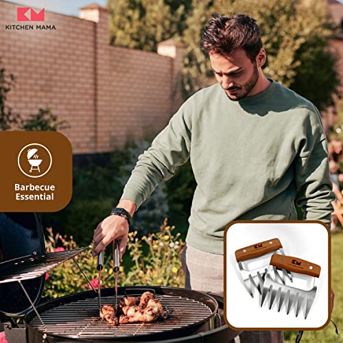Kitchen Mama Meat Claws: Stainless Steel Shredder Claws with Wooden Handle for BBQ, Shredding, Pulling Pork, Chicken, Beef, and Turkey - Perfect for Grill Masters (1 Pair) - Image 5
