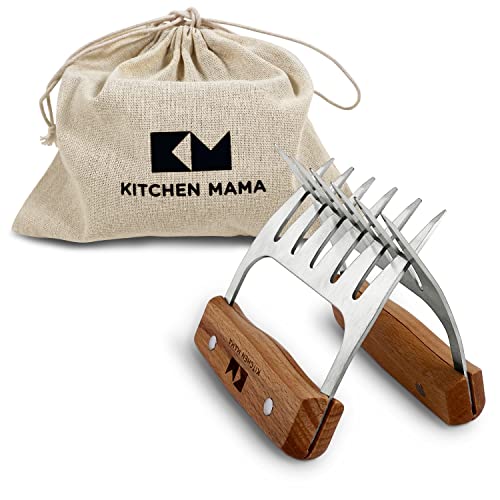 Kitchen Mama Meat Claws: Stainless Steel Shredder Claws with Wooden Handle for BBQ, Shredding, Pulling Pork, Chicken, Beef, and Turkey - Perfect for Grill Masters (1 Pair) - Image 1