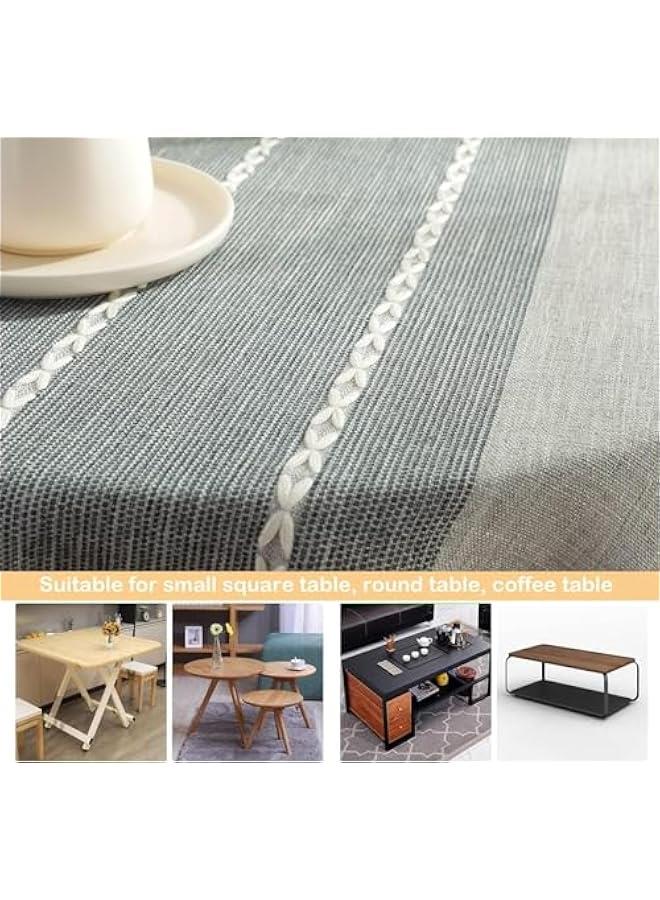 ميكسد LukRosey Linen Tablecloth Heavy Weight Boho Farmhouse Table Cover Stitching Tassel Washable Table Cloth for Party Kitchen Dinning Picnic Tabletop Decoration (Grey) - Image 4